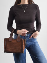 Satchel Velvet Caviar Milano Brown velvet caviar VC25111-vue-porte