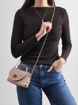 Crossbody Bag Velvet Leather Milano Pink velvet VE24117-vue-porte