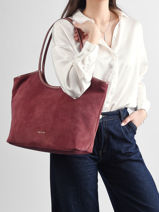 Suede Leather Milan Shoulder Bag Nat et nin Pink vintage MILAN-vue-porte