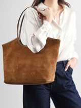 Suede Leather Milan Shoulder Bag Nat et nin Brown vintage MILAN-vue-porte