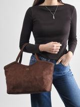 Sac Port� Main Identite Lulu castagnette Marron identite D-vue-porte
