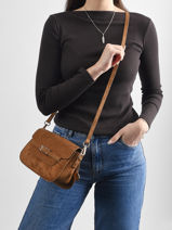 Shoulder Bag Buckle Lulu castagnette Brown buckle D-vue-porte
