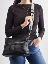 Shoulder Bag Zip Lulu castagnette Black zip ALCIDE-vue-porte