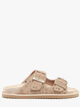 Sandals In Leather Colors of california Beige women CBIOW05N