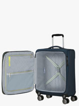 Expandable Cabin Luggage American tourister Blue wanderlite 158076-vue-porte