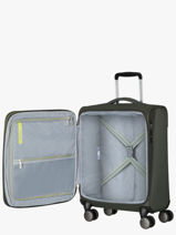 Expandable Cabin Luggage American tourister Green wanderlite 158076-vue-porte
