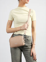 Shoulder Bag Donna Ama Leather Lancaster Pink donna ama 66-vue-porte