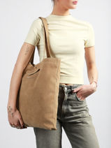 Sac Port� �paule Suedine Kba Polyester Lancaster Beige suedine kba 61-vue-porte