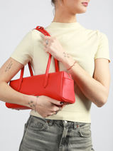 Shoulder Bag Donna Cube Leather Lancaster Red donna cube 128-vue-porte