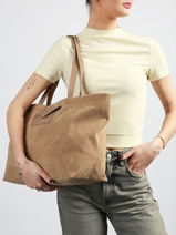 Sac Port� �paule Suedine Kba Polyester Lancaster Beige suedine kba 63-vue-porte