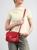 Shoulder Bag Paris Philos Leather Lancaster Red paris philos 81-vue-porte