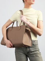 Shoulder Bag Donna Hopper Leather Lancaster Beige donna hopper 122-vue-porte