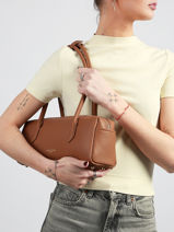 Shoulder Bag Donna Cube Leather Lancaster Brown donna cube 128-vue-porte