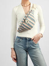 Sac Banane Olivia Rayures Hindbag Bleu rayures RA-vue-porte