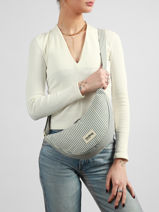 Crossbody Bag Rayures Cotton Hindbag Blue rayures RA-vue-porte