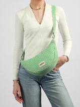 Crossbody Bag Rayures Cotton Hindbag Green rayures RA-vue-porte