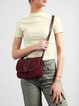 Shoulder Bag Blima Leather Pieces Red blima 17163627-vue-porte