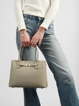 Satchel Saffiano David jones Beige saffiano CM8353-vue-porte