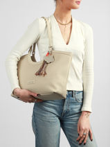 Shoulder Bag Grigri Polyurethane David jones Beige grigri CM8380-vue-porte