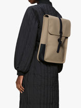 Backpack Mini - 1 Compartment Backpack With 13" Laptop Sleeve Rains Beige city 13020-vue-porte