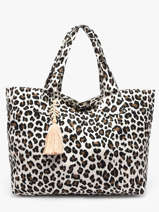 Sac Port� �paule Leopard Coton Miniprix Blanc leopard L
