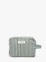 Recycled Cotton Tournelles Xl Striped Zipped Pouch Rivedroite Green spring striped TOUXLSTR