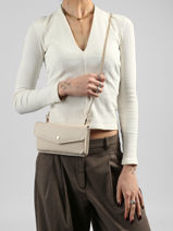 Leather Luna Clutch With Strap Hexagona Beige luna 688422-vue-porte