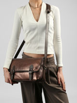 Sac Bandouli�re Loulou Cuir Paul marius Marron loulou LOULOU-vue-porte