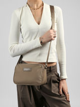 Shoulder Bag Basic Vita Nylon Lancaster Beige basic vita 76-vue-porte