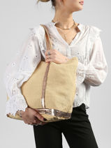 Le Cabas L Lin Paillettes Vanessa bruno Jaune cabas lin 31V40409-vue-porte