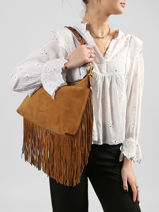 Shoulder Bag Jess Leather Vanessa bruno Brown jess 32V40916-vue-porte