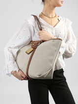 Sac Port� �paule Emerie Canvas Et Cuir Lauren ralph lauren Beige emerie 31920062-vue-porte