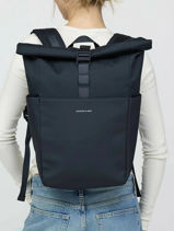 Sac � Dos 2 Compartiment + Pc 14" Kapten and son Bleu essential color C-vue-porte