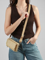 Ccrossbody Wallet Miniprix Beige raphia 1460-vue-porte