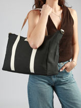 A4 Size Shoulder Bag Amour Toile Cotton Miniprix Black amour toile 8087-vue-porte