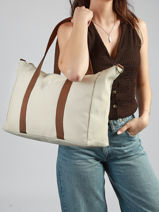 A4 Size Shoulder Bag Amour Toile Cotton Miniprix White amour toile 8087-vue-porte