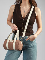 Sac Bandouli�re Amour Toile Coton Miniprix Marron amour toile 8084-vue-porte