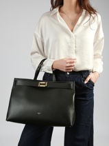 Large Leather Ang�le Carryall Bag Lancel Black angele A14018-vue-porte