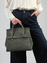 Suede Leather Clara Handbag Nathan baume Green nathan 2S-vue-porte