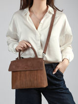 Clarita Crossbody Bag Textured Leather Nathan baume Brown nathan 18TX-vue-porte