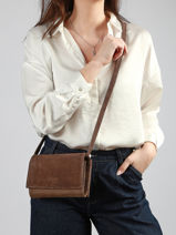 Sac Bandouli�re Thelma Cuir Textur� Nathan baume Marron n city 12TX-vue-porte