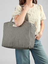 Shoulder Bag C�lestins Striped Recycled Cotton Rivedroite Black spring striped CELESTRI-vue-porte