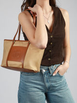 Small Nylon Fran Tote Bag Laurent david Beige ld bags 53-vue-porte