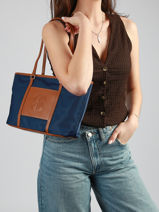 Small Nylon Fran Tote Bag Laurent david Blue ld bags 53-vue-porte