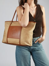  Large Nylon Fran Tote Bag Laurent david Beige ld bags 887-vue-porte