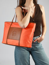 Sac Port� �paule L Fran Nylon Laurent david Orange ld bags 887-vue-porte