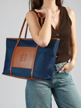  Large Nylon Fran Tote Bag Laurent david Blue ld bags 887-vue-porte