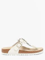 Slippers Gizeh Flower In Leather Birkenstock White women 1026735