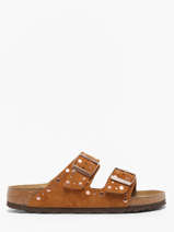 Slippers Arizona Rivet In Leather Birkenstock Brown women 1031731