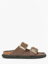 Slippers In Leather Birkenstock Brown women 1031910